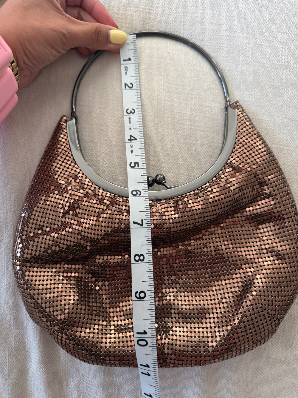 Vintage Whiting & Davis Mesh Hoop-Handle Shoulder Bag - Picture 8 of 8
